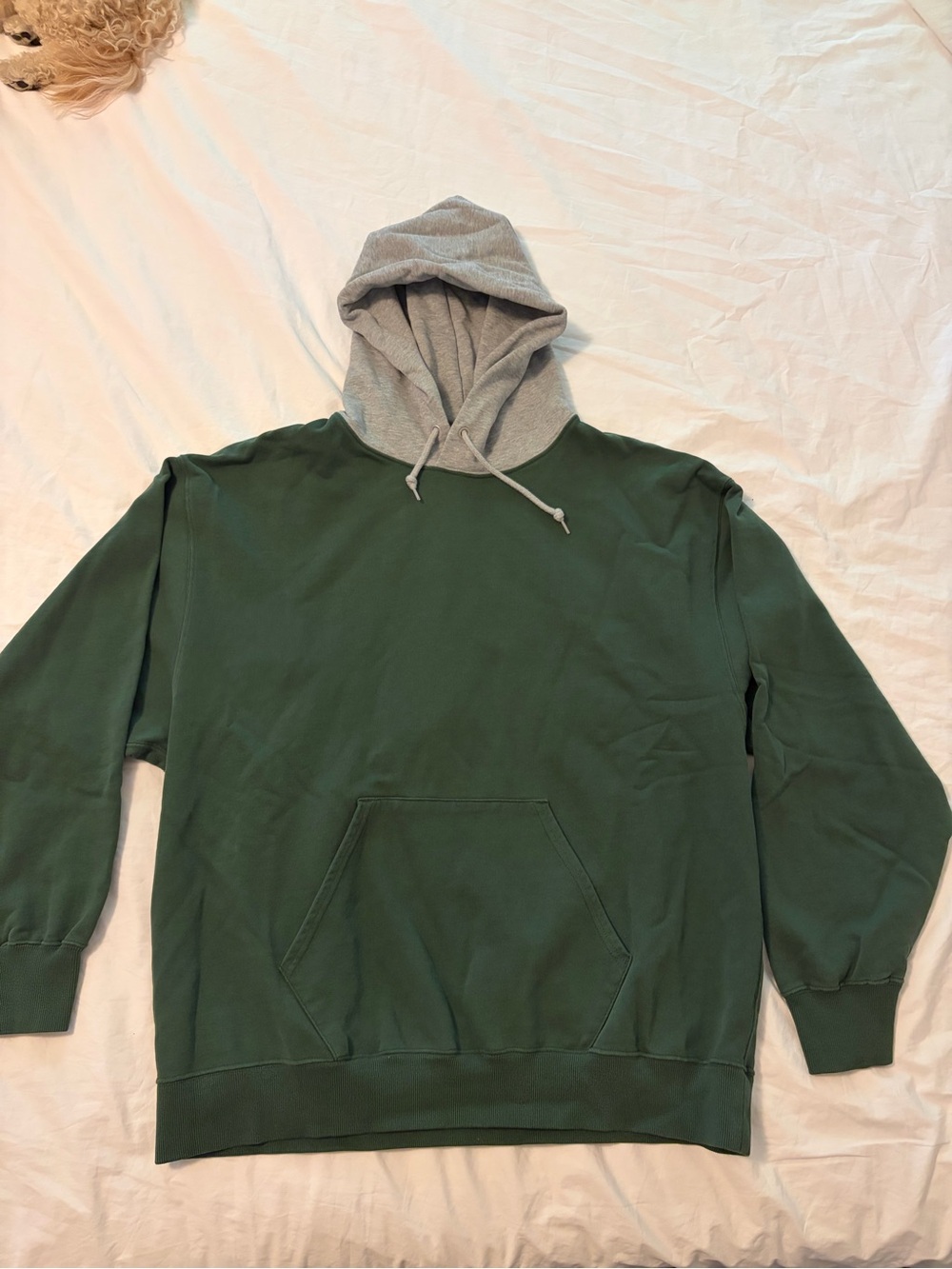 Beams Men's Green Pullover Hoodie with Gray Hood